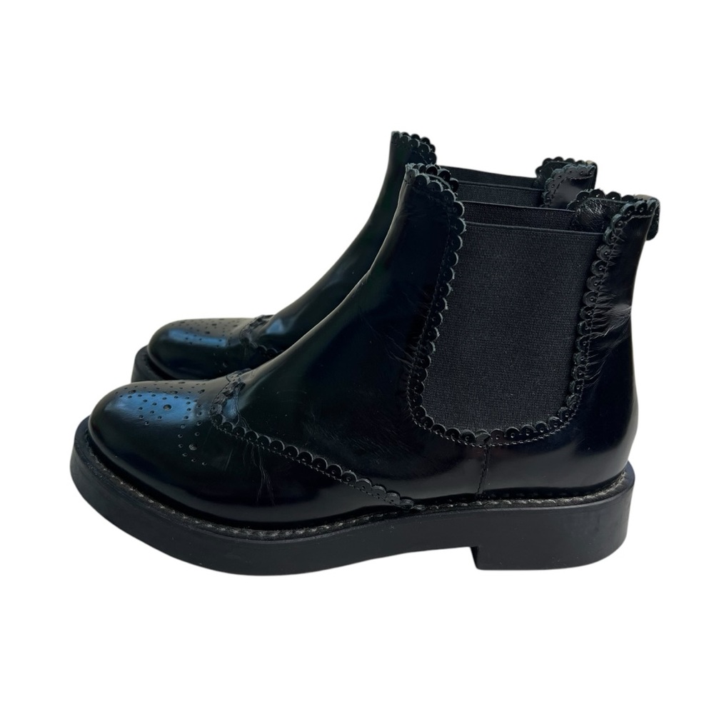 Twin-Set Size 37(6.5-7) 40mm Black Leather Ankle Chelsea Boots
